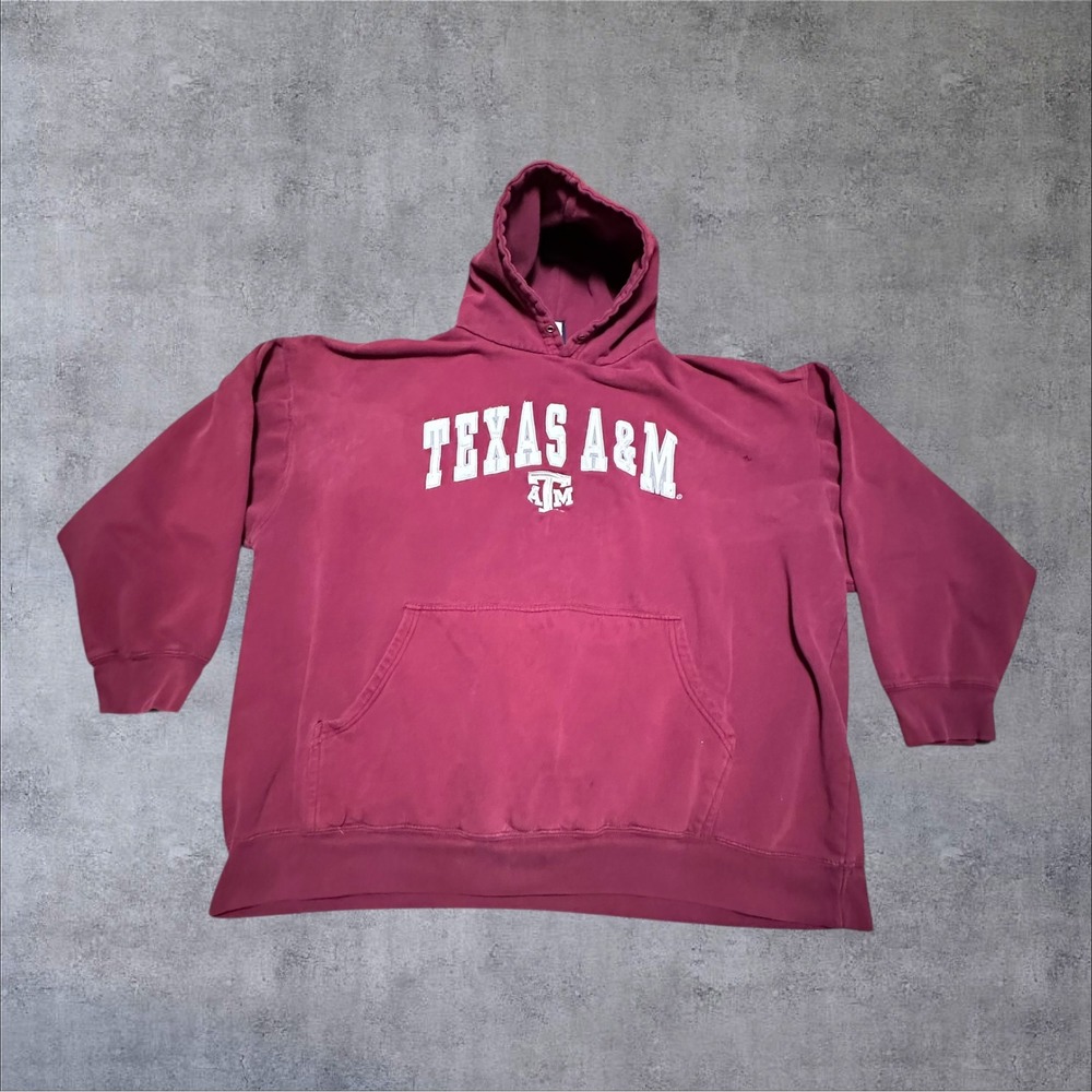 Vtg Old Varsity Brand Texas A&M Aggies Maroon Pullover Hoodie Mens XL RN94051